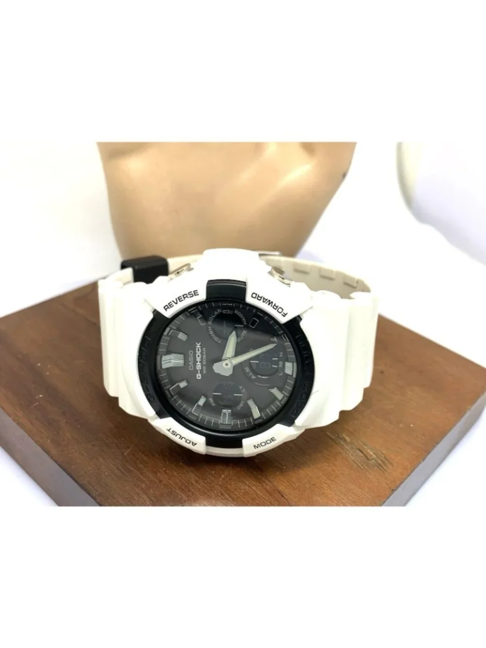 Casio Mens Watch G-Shock GAS100 White Resin Analog Digital Tough Solar 47mm 5445
